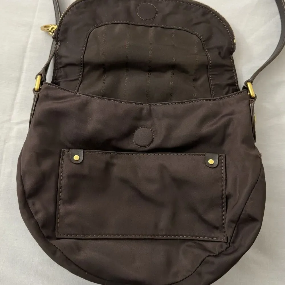 Marc By Marc Jacobs Natasha Crossbody Bag Brown Nylon Preppy Small Magnetic Snap